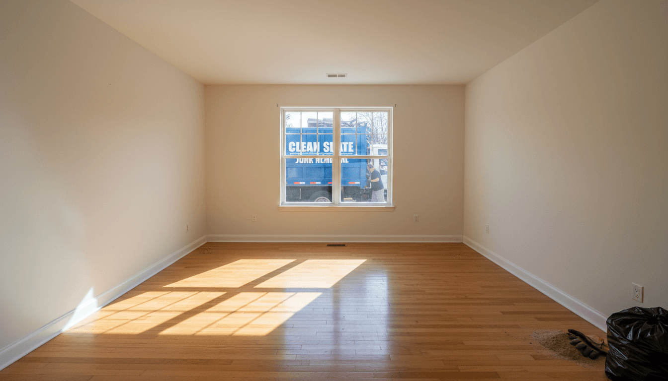 Empty basement space after professional cleanout service